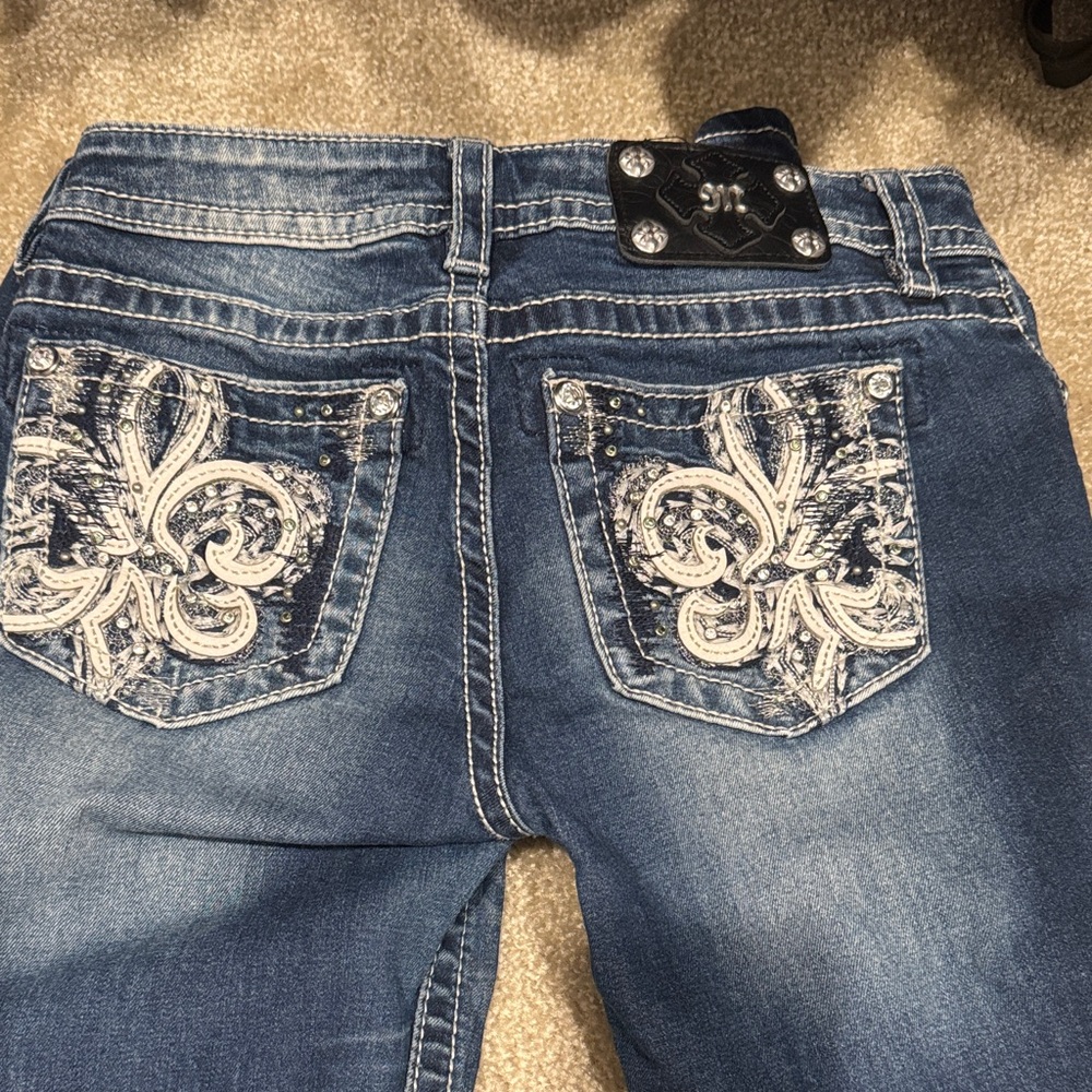Miss Me Blue Boot Cut Jeans with Embroidery